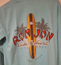 Ron Jon Surf Shop Orange Beach T Shirt Men’s Medium LS Blue Double Sided - £11.41 GBP