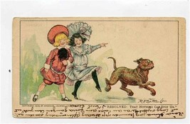 Buster Brown &amp; Tige Postcard Outcault 1900&#39;s Resolved That Nothing Can Stop Us - £9.34 GBP