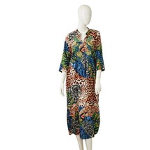 Antica Sartoria Beaded Floral Leopard Print Silk Blend Summer Tunic dres... - $108.90