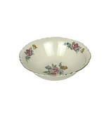 Vintage Mid-Century Floral Patterned Ceramic Serving Bowl Gold Scalloped... - $461.34 MXN