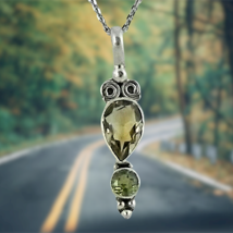 Sterling Silver Hand Crafted Pendant Natural Citrine/ Peridot Women&#39;s Gift Item - £20.41 GBP