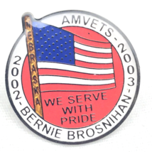 AMVETS USA Flag Bernie Brosnihan Silver Tone Enamel 02-03 Veteran Pin - £9.92 GBP