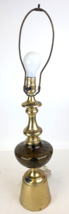 Vintage Table Lamp Gold &amp; Smoked Glass Base 27&quot; | Mid-Century Modern Lig... - $98.99
