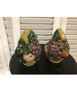 Vintage Cornucopia Salt Pepper Shakers marked on bottom Thanksgiving Fal... - $12.38