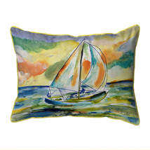 Betsy Drake Orange Sailboat Large Indoor Outdoor Pillow 16x20 - £36.89 GBP