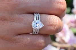 2ct Pear Halo Bridal Ring Set, Wedding Ring Set, Promise Ring, Engagement Ring - $110.00