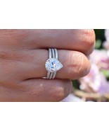 2ct Pear Halo Bridal Ring Set, Wedding Ring Set, Promise Ring, Engagemen... - £107.51 GBP