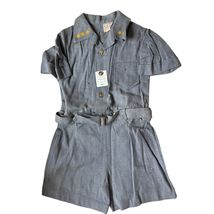 VTG 40s Hannah Pickett Shorts Set Deadstock Dusty Blue Stars Anchors Kid... - $148.45