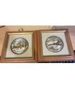 CURRIER AND IVES  PORCELAIN 24 kt WALL PLAQUES - HOME IN THE WILDERNESS ... - £22.37 GBP