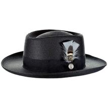 Men Bruno Capelo Braid Straw Style Spring Hat Wide Brim GAMBLER GAMS200 Black image 2