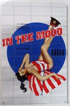 In the Mood Bomber Girl American Pin Up Patriotic Metal Sign - £15.88 GBP