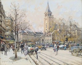 Painting Jean-François Raffaëlli A bustling street Canvas Print Giclee Canvas - £6.86 GBP+