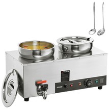 VEVOR Electric Soup Warmer, Dual 7.4QT Stainless Steel Round Pot 86~185F... - $6,032.97 MXN