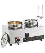 VEVOR Electric Soup Warmer, Dual 7.4QT Stainless Steel Round Pot 86~185F... - $6,068.32 MXN