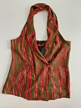 $225 Rachel Zoe Halter Top Vest Style Poppy Silk Tank ( 6 ) - £109.00 GBP