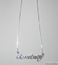925 Sterling Silver Name Necklace - Name Plate - COURTNEY 17&quot; Chain w/Pendant - £48.22 GBP