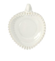 Vintage Fenton Heart White Hobnail Milk Glass Ruffled Candy Dish Bowl w/ Handle - £17.90 GBP