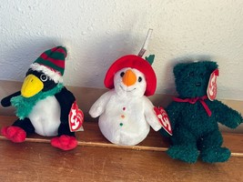 Lot Of Ty Jingle Beanies Green Bear Holiday Penguin Tobaggan Snowman Chillin - £11.71 GBP