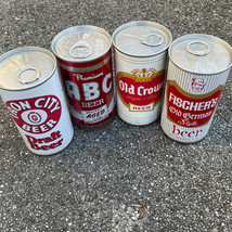 Lot of 4 Steel Beer Cans with Tabs On Iron City, ABC, Old Crown, Fischer&#39;s - £11.60 GBP