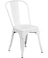 Tolix Style White Metal Stack Industrial Chic Dining Chair In 1-4 Unit D... - $119.96+
