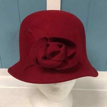 Vintage Charter Club 100% cotton dark red hat with flower made to Italy - £24.89 GBP