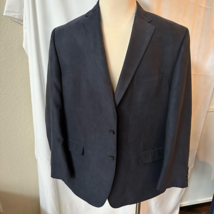Chaps Mens Two Button Blazer Navy Blue Microsuede Lined Notch Collar Poc... - $29.99