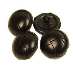 Vintage Lot of 4 Black Faux Leather Plastic Buttons Made USA  .85&quot; - $4.36