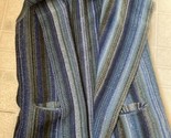 Sahalie Women’s Open Front Knitted Vest Size Large Blue and Green Stripe - $31.50