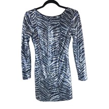 Urban Outfitters Womens Wild Night Sequin Animal Print Mini Dress Gray Blue XS - £37.67 GBP