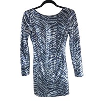 Urban Outfitters Womens Wild Night Sequin Animal Print Mini Dress Gray Blue XS - £37.92 GBP