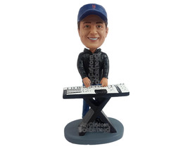 Custom Bobblehead Cool electric keyboard player wearing a nice hoodie and jeans  - £78.18 GBP