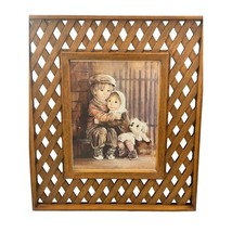 Vintage Dianne Dengel Lattice Resin Framed Picture Wall Art Print Boy Gi... - $60.97