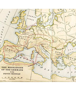 1929 Map Europe German Migration 5th Century Attila&#39;s Empire Boundaries ... - €26,14 EUR