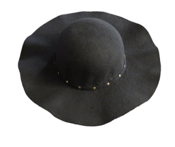 Marcus Adler Women&#39;s Black Felt Studded Wide Brim Floppy Hat - £18.68 GBP