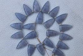 Natural, 20 pieces faceted half marquise BLUE LACE agate beriolette beads, 11x21 - £54.46 GBP