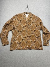 Vintage 90s 80s Setà Studio Womens Blouse Silk Paisley Button Up Chiffon L Sheer - $38.88