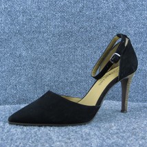Lucky Tukko Women Ankle Strap Heel Shoes Black Leather Size 8 Medium - £21.96 GBP