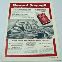 1955 Print Ad Pall Mall Cigarettes Men &amp; Women on Sail Boat - $9.88