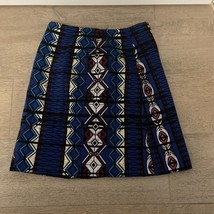 J Crew Geometric Mini Skirt Sz 0 Blue Black Silver Blend Holiday - $15.00