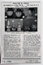 1961 Maude B Feld Antiques Shop Advertisement New York City NY Vintage D... - $7.04 CAD