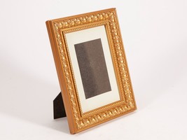 Vintage Golden Embossed Rectangular Picture Frame with Glass Front &amp; Easel Back - £7.59 GBP