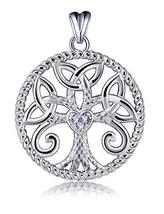 Jewelry Trends Tree Of Life Trinity Knot CZ Heart Sterling Silver Pendant Neckla - £37.70 GBP