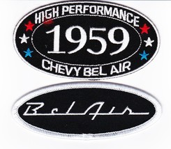 1959 CHEVY BEL AIR HP SEW/IRON ON PATCH BADGE EMBLEM EMBROIDERED HOT ROD... - £8.63 GBP