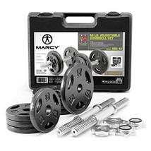Marcy Adjustable Cast Iron Dumbbell Set with Case, Plates, Handles and C... - £148.72 GBP
