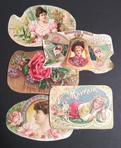 Cigar Advertising Gold Embossed Label Trimmed Beautiful Girls Flower Lot (Qty 5) - £23.69 GBP