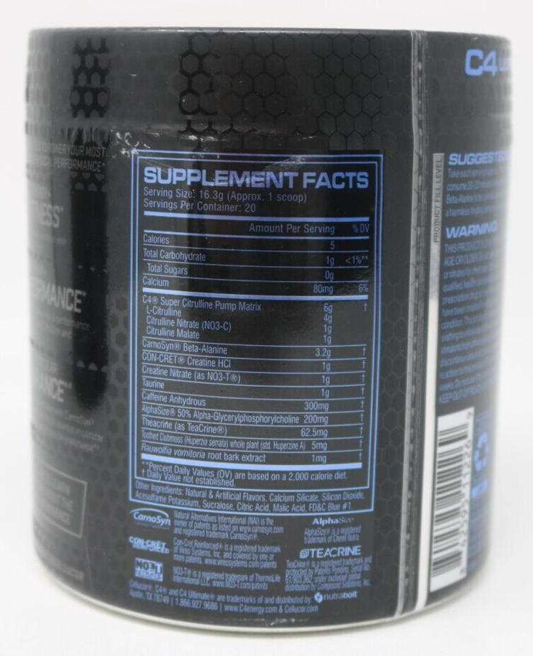 Cellucor C4 Ultimate PreWorkout Performance IcyBlue Razz 11.5oz Exp08