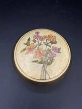 Flowers Cloisonne Enamel over Brass Trinket Round Box India - £12.08 GBP