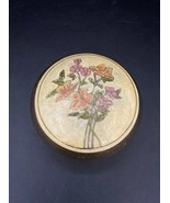 Flowers Cloisonne Enamel over Brass Trinket Round Box India - $15.14