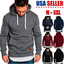 New Casual Men Hoodie Soft Slim Fit Hooded Sweatshirt Pullover Sweater Wear US - £16.63 GBP+