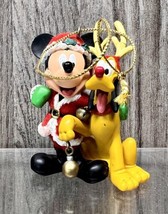 Disney Parks Retired Mickey Mouse &amp; Reindeer Pluto Christmas Ornament - £19.74 GBP